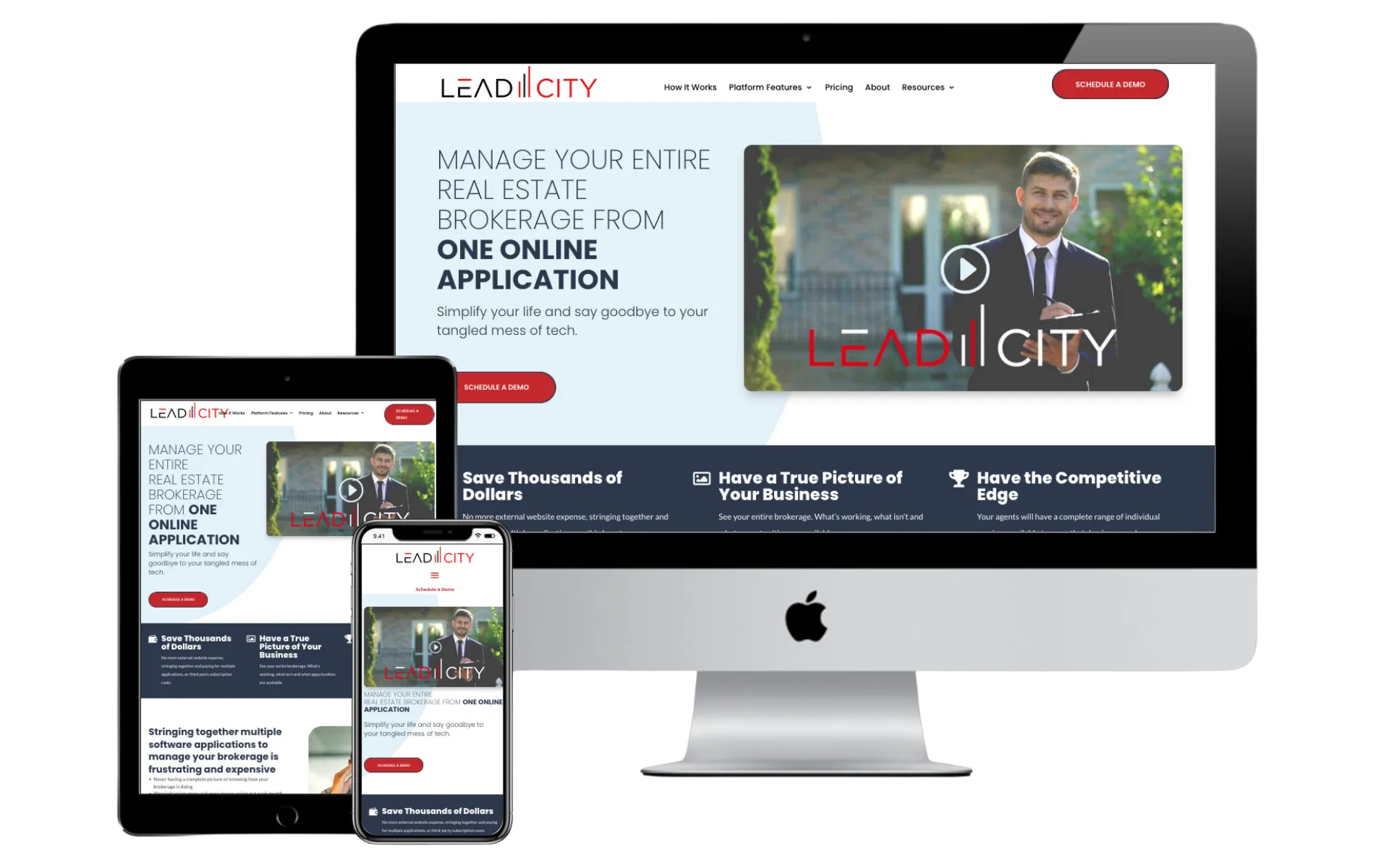 Photo of Lead City Website showing the responsive website design for storybrand website design for small business